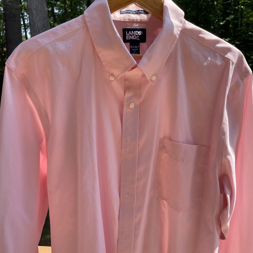 Lands' End Men's Light Pink Casual Shirt